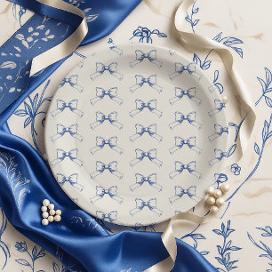 Vintage Coquette Blue Bow floral Paper Plates