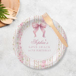 Vintage Coquette Pink Bow Love Shack Birthday Paper Plates<br><div class="desc">Vintage Coquette Pink Bow Love Shack Birthday Paper Plates</div>