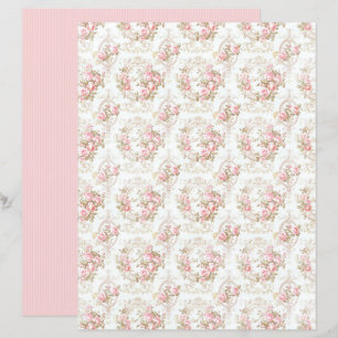 Vintage Coquette Rose Floral Paper Sheet