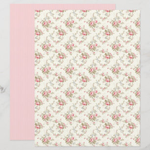 Vintage Coquette Rose Floral Scrapbook Paper Sheet