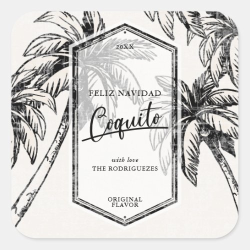 Vintage Coquito Tropical Palm Tree Square Sticker