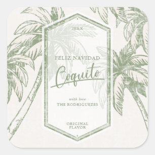 Vintage Coquito Tropical Palm Tree Square Sticker
