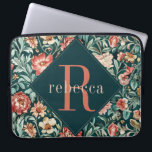 Vintage Coral Floral William Morris Monogram Laptop Sleeve<br><div class="desc">This simple yet elegant design features an elegant William Morris inspired pattern in sage green,  peach coral,  and cream floral. Protect your laptop or tablet in stye. Add a name to personalize it. Makes a great Christmas or Mother's Day gift. Created by Simply Farmhouse Press.</div>