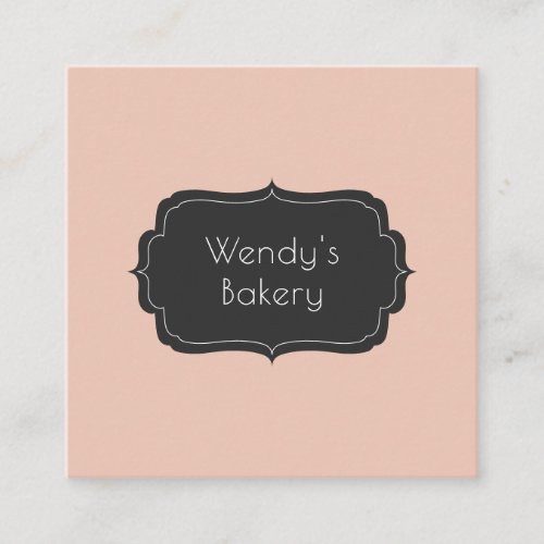 Vintage coral pink and black retro banner bakery square business card