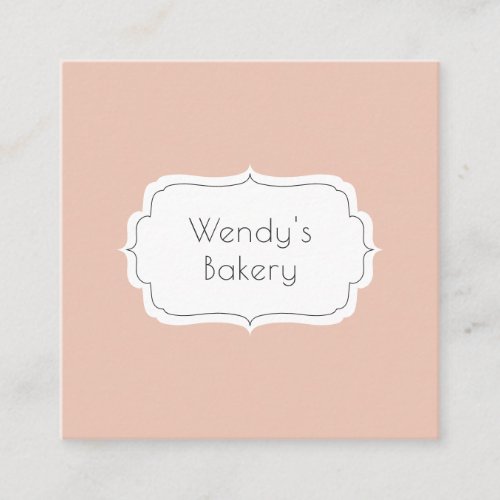 Vintage coral pink and white retro banner bakery square business card