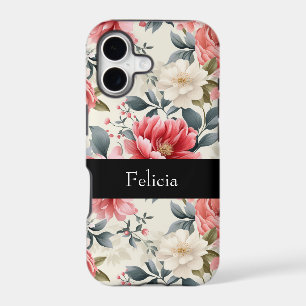 Vintage Coral Pink Floral iPhone 17 Case