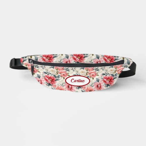 Vintage Coral Pink Floral  Fanny Pack