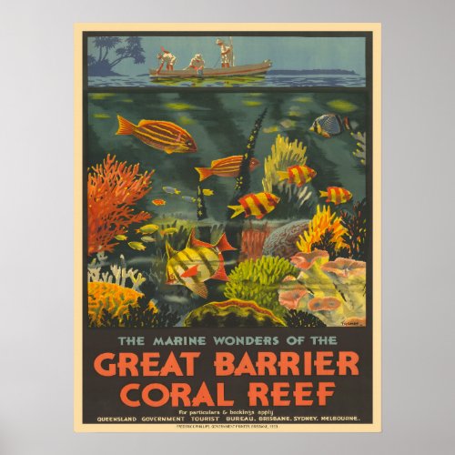 Vintage Coral Reef Travel Advertising  Poster