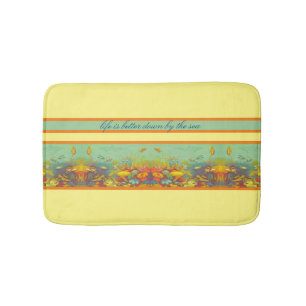 Vintage Coral Reef Under Sea Nautical Quote  Bath Mat