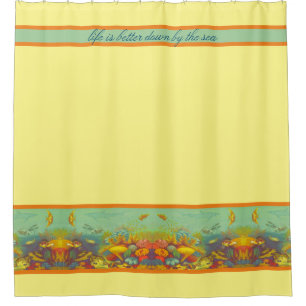 Vintage Coral Reef Under Sea Nautical Quote Shower Curtain