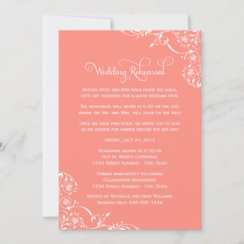 Wedding Rehearsal and Dinner Invitations | Coral