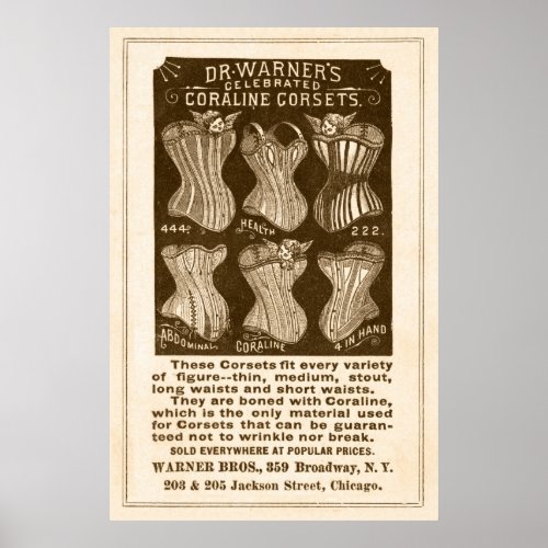 Vintage Coraline Corsets Ad from 1890 Poster