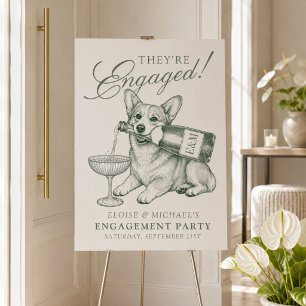 Vintage Corgi Champagne Engagement Party Foam Board