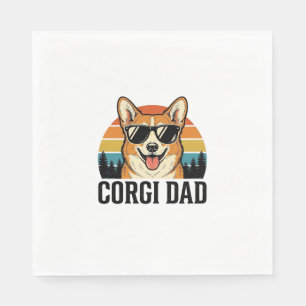 Vintage Corgi Dad Engraving Dog Lover Shirt Design Napkins