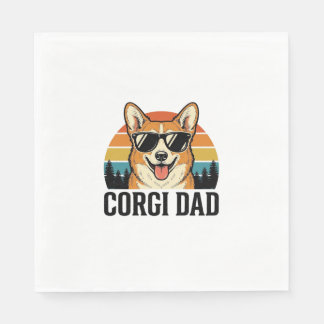 Vintage Corgi Dad Engraving Dog Lover Shirt Design Napkins