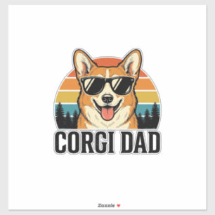 Vintage Corgi Dad Engraving Dog Lover Shirt Design Sticker