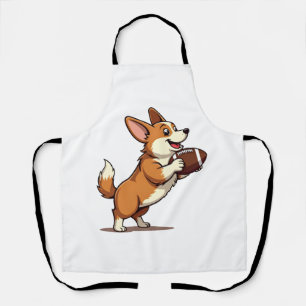Vintage Corgi Football Dog Illustration Retro Spor Apron