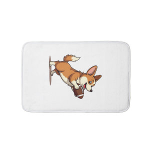 Vintage Corgi Football Dog Illustration Retro Spor Bath Mat