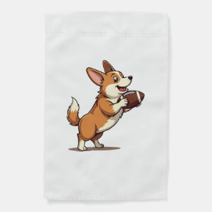 Vintage Corgi Football Dog Illustration Retro Spor Garden Flag
