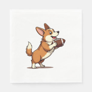 Vintage Corgi Football Dog Illustration Retro Spor Napkins