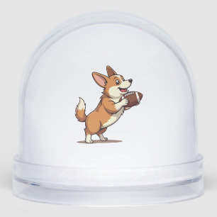 Vintage Corgi Football Dog Illustration Retro Spor Snow Globe