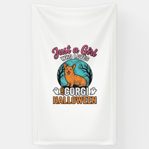 Vintage Corgi Halloween Girl Dog Lover Shirt Desig Banner