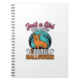 Vintage Corgi Halloween Girl Dog Lover Shirt Desig Notebook