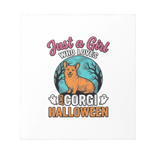 Vintage Corgi Halloween Girl Dog Lover Shirt Desig Notepad