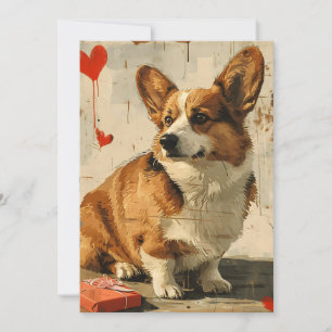Vintage Corgi Valentine's day Holiday Card