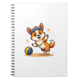 Vintage Corgi Volleyball Dog Vector Illustration S Notebook