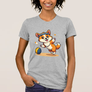 Vintage Corgi Volleyball Dog Vector Illustration S T-Shirt