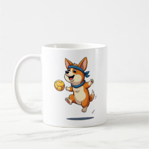 Vintage Corgi Volleyball Illustration Cute Dog Ath Coffee Mug