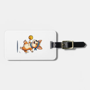 Vintage Corgi Volleyball Illustration Cute Dog Ath Luggage Tag