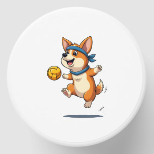 Vintage Corgi Volleyball Illustration Cute Dog Ath Mini Candle Favors