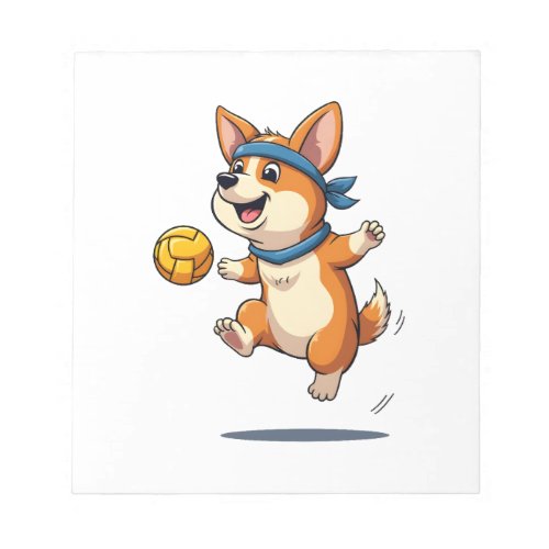 Vintage Corgi Volleyball Illustration Cute Dog Ath Notepad