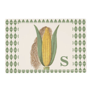 Vintage Corn Husk Green Geometric Triangle Placemat