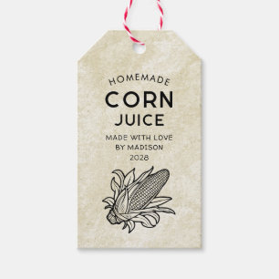 Vintage corn juice homemade recipe pantry gift tags