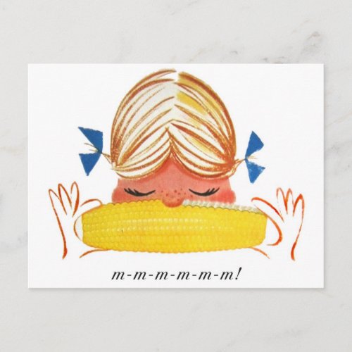 Vintage Corn_on_the_Cob Girl Postcard