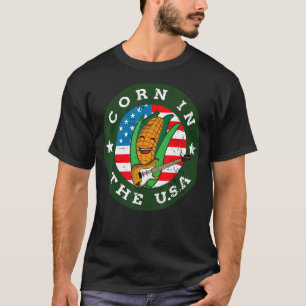 Vintage Corn Pun   American Flag Corncob Joke T-Shirt