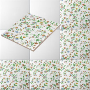 Vintage Cornflowers Roses & Sweet Peas Pattern Ceramic Tile