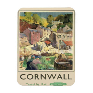 Vintage Cornwall Travel by Rail Fridge Magnet