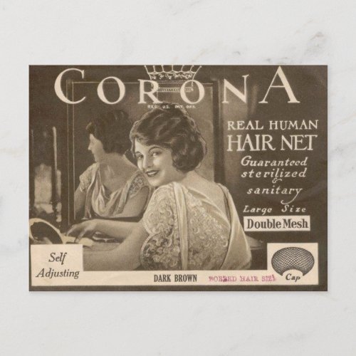 Vintage Corona Hair Net Ad Postcard
