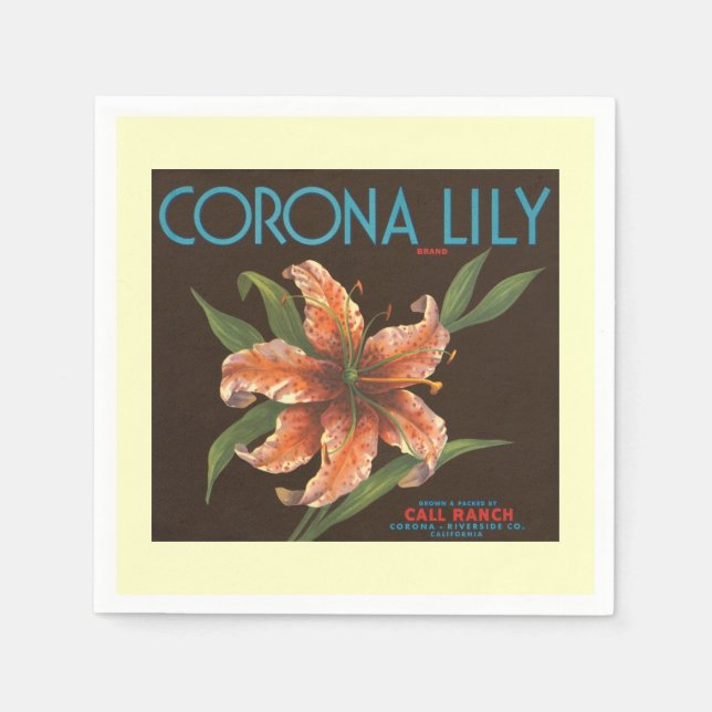Vintage Corona Lily Label Napkins (Front)