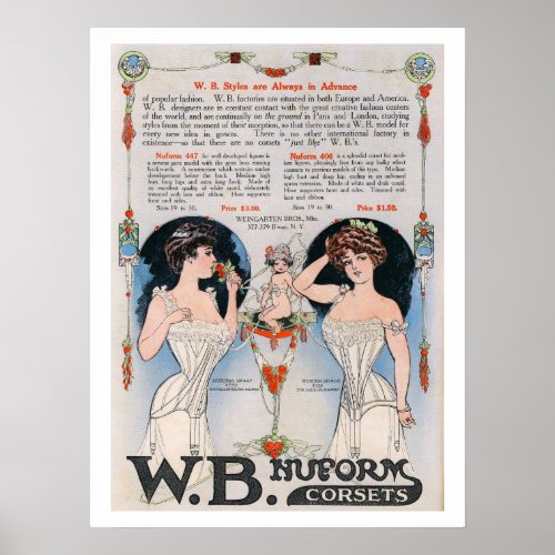 Vintage Corset Ad Print 2 Poster