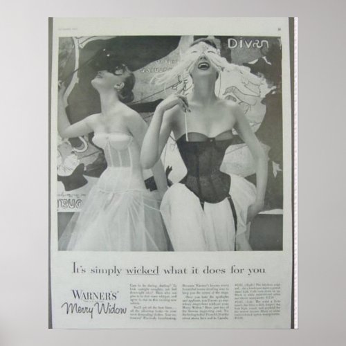 Vintage Corset Advertisement Warners Merry Widow Poster