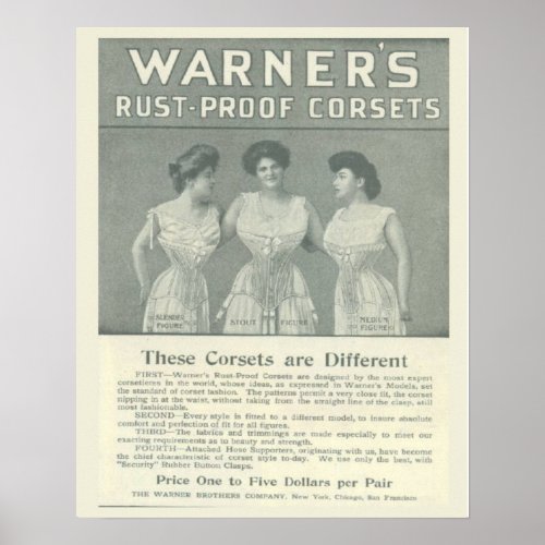 Vintage Corset AdvertisementWarners Rust Proof Poster