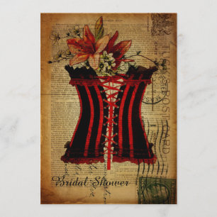 vintage corset bridal party lingerie shower invitation