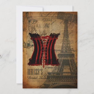 vintage corset bridal party lingerie shower invitation