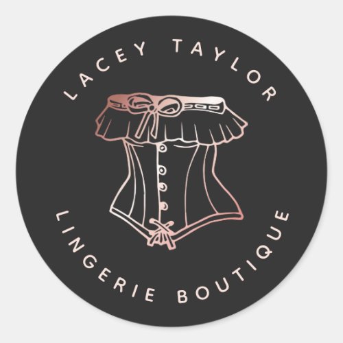 Custom Stickers 4 Vintage Corset Logo Lingerie Boutique Business Classic Round Sticker