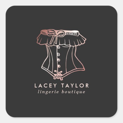 Custom Stickers 18 Vintage Corset Logo Lingerie Boutique Business Square Sticker